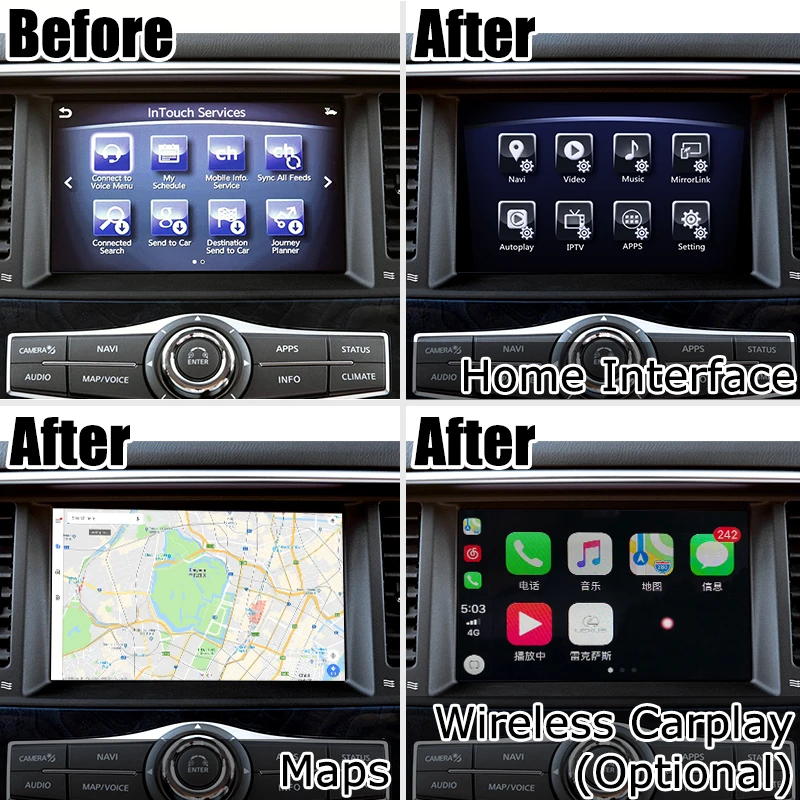 Android/carplay интерфейсная коробка для Infiniti QX80 Patrol Y62 видео интерфейсная коробка с gps навигацией youtube Яндекса Lsailt