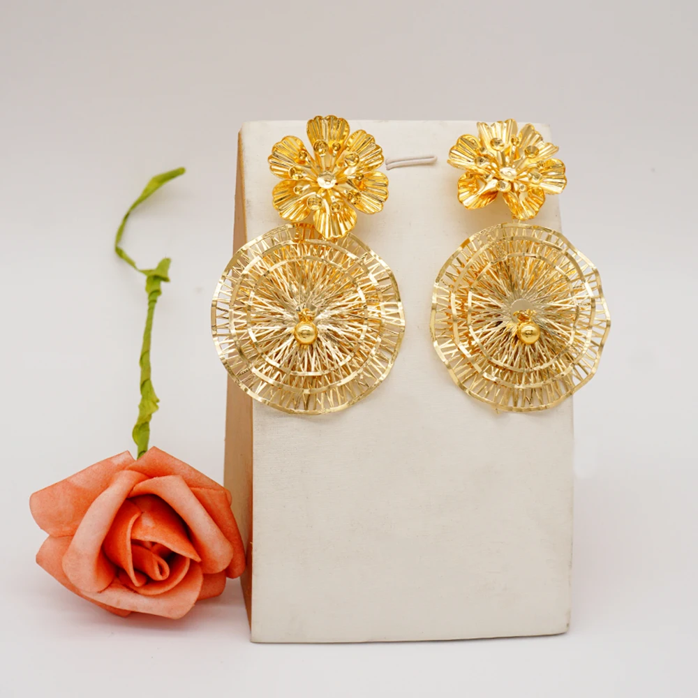 2021 Trendy Big Earrings For Women Flowers Geometry Elegant Female Dangle Drop Earrings Fashion Jewelry Accessories