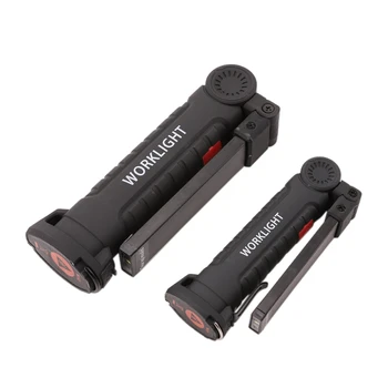 

Eshoo Foldable Flexible Hand Torch Plastic Shell Work Light Magnetic Inspection Lamp COB LED Flashlight Torch USB Charge Port