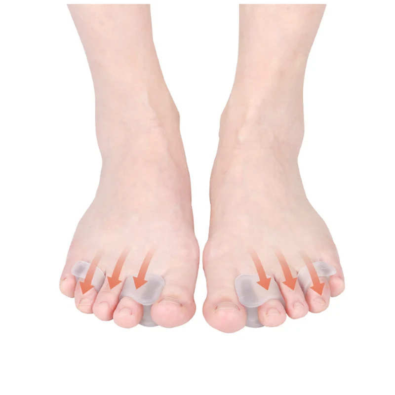Toe Separators Toe Corrector Toe Spreader Finger Toe Separator Toe Protectors 2Pieces = 1Pair Orthosis Feet Care Pedicure Supplies Silicone Gel Two Hole Toe Separator Protector Bunion Hallux Valgus Adjuster