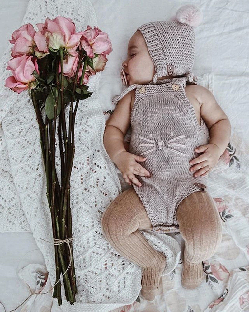 Симпатичные новорожденных Одежда для детей; малышей; девочек мальчиков комбинезон вязаный комбинезон, костюм наряды зима свитер с