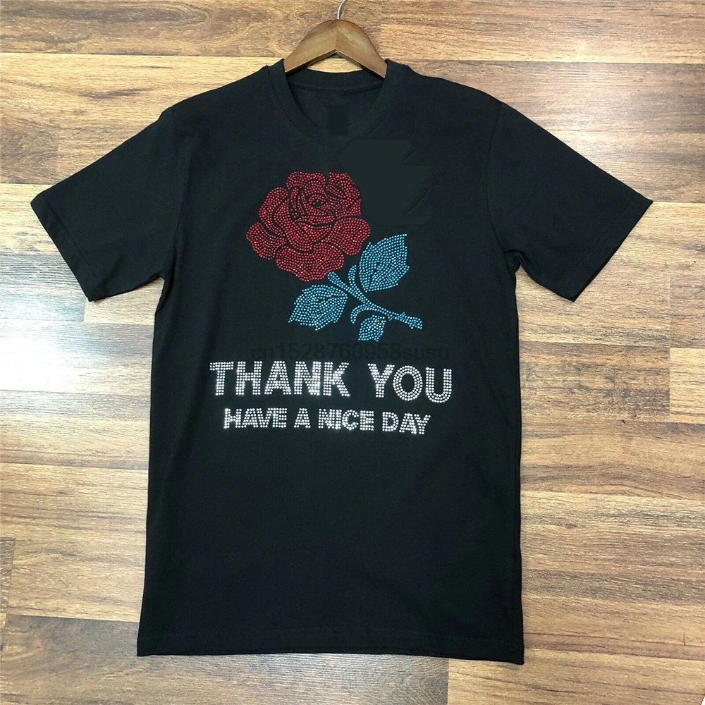 Chinatown market Thank You Rose Have A good Day футболка Черная Новая мужская с принтом экрана на