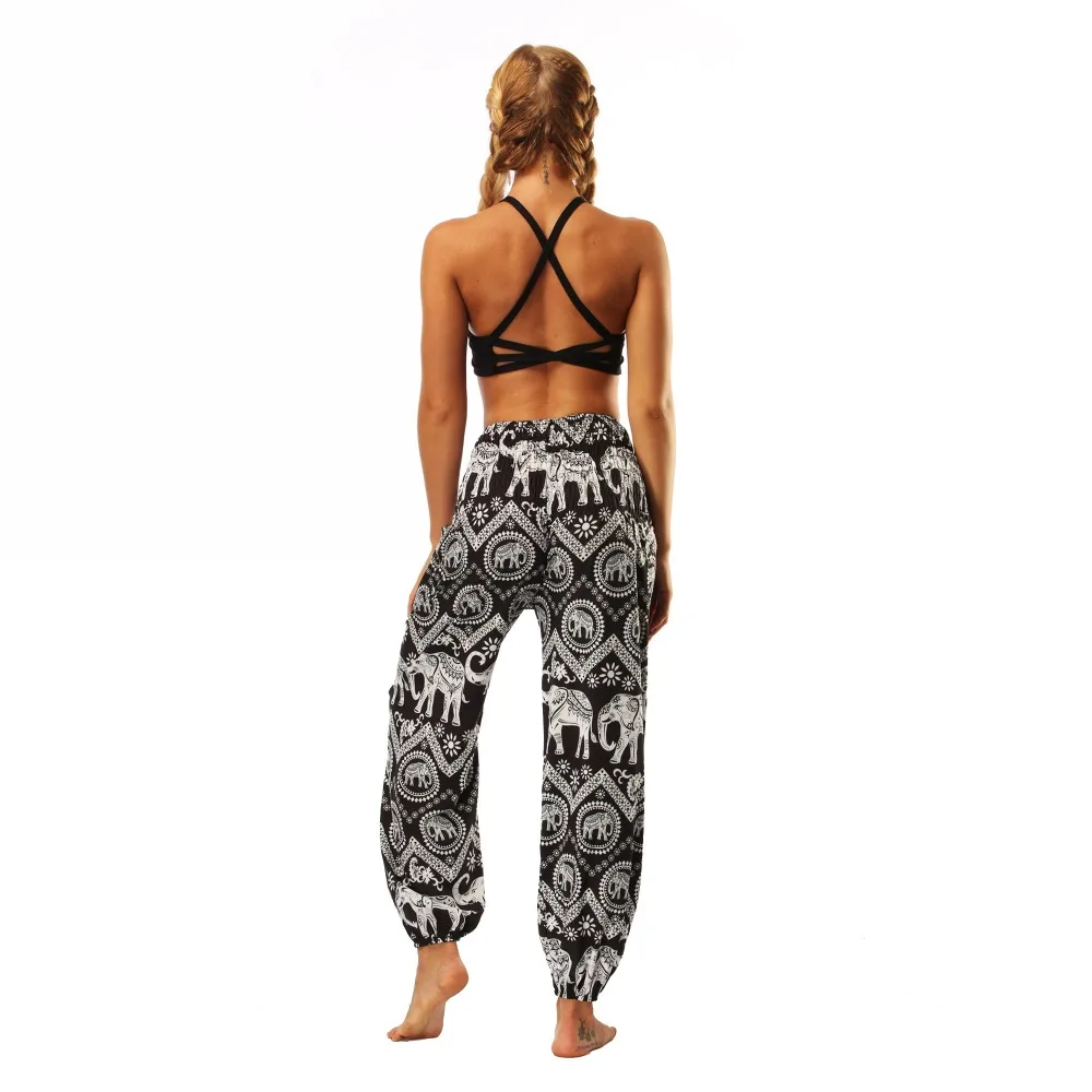TL008- Black and white elephant wide leg loose yoga pants leggings (7)