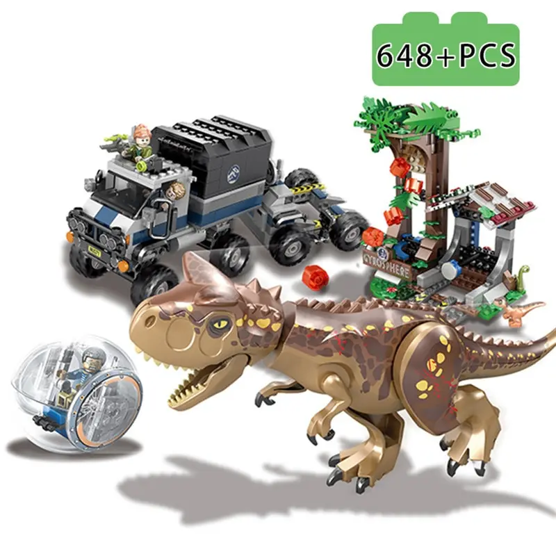 

New Jurassic World Park Raptor Helicopter Car Truck Capture Dinosaur Building Blocks Toy Kit DIY Children Gifts