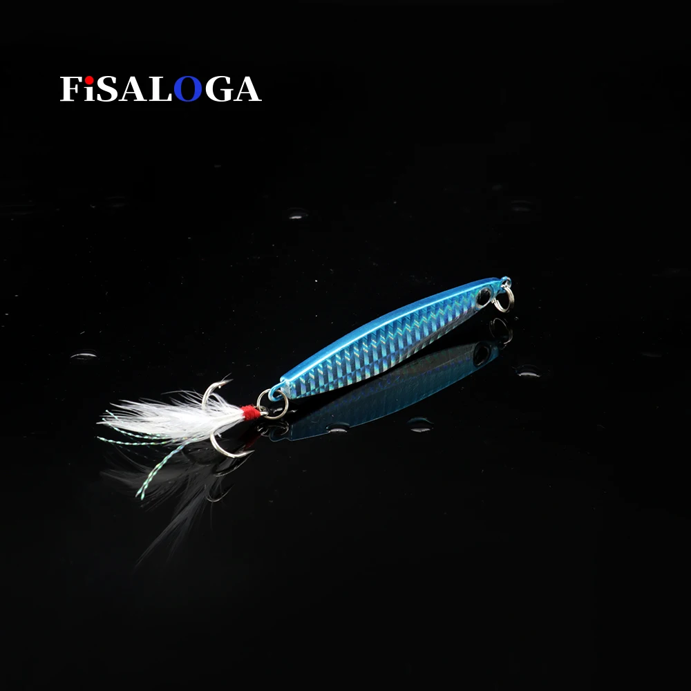 Metal Jig Pilker Lures 30g 40g Lead Baits Casting Shore Fishing Slow Jigging FiSALOGA Tuna Trout Bar Lure Gift 2 VMC Treble Hook - Цвет: Color A