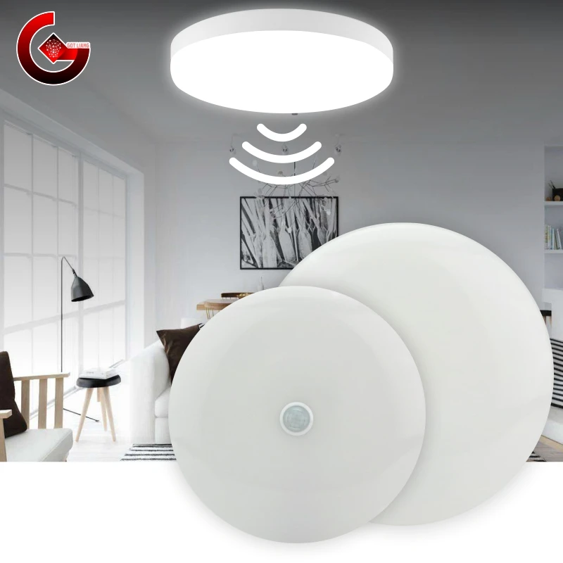 

LED PIR Motion Sensor Ceiling Light 12W 24W Modern Lamp Surface Mounted Auto Smart Sounds Control AC 110V 220V Round Panel Light