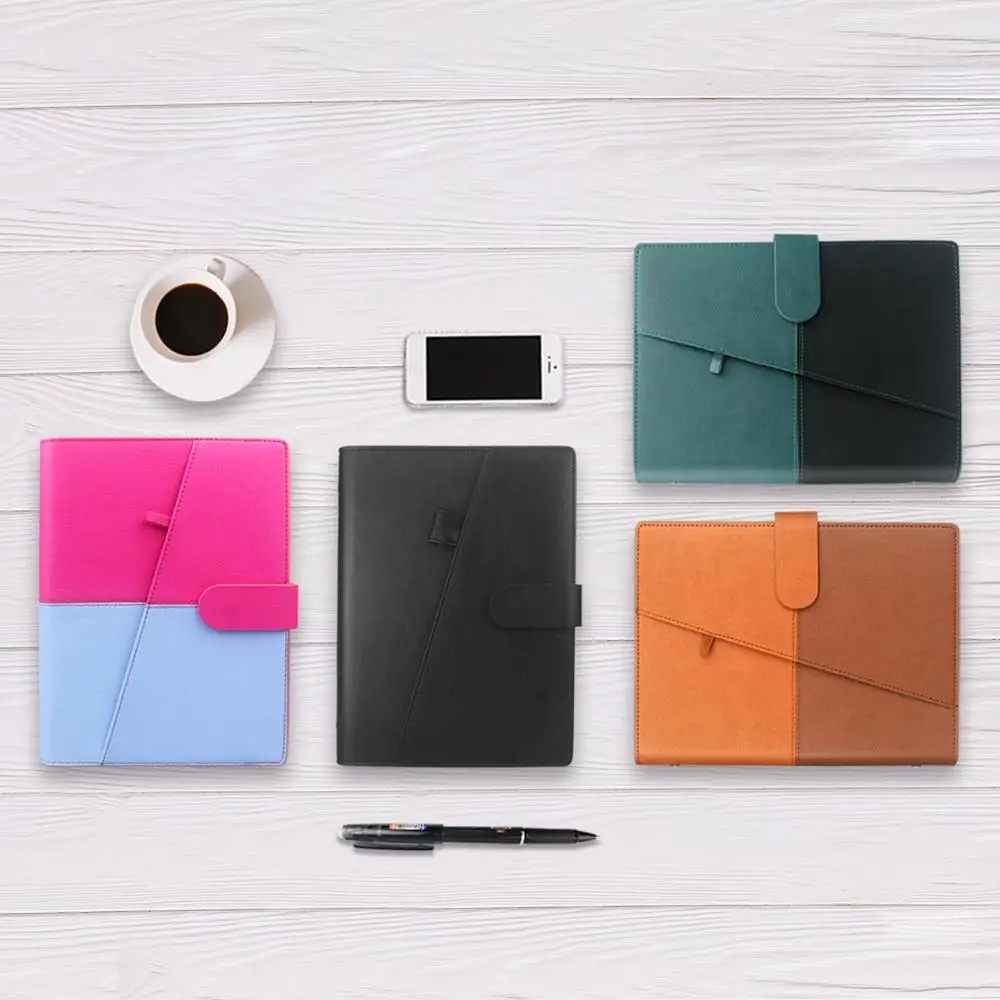 

A5 Smart Erasable Notebook Black Leather Reusable Wire bound Replaceable Paper Diary Notepad Wave Cloud NotePad Gift