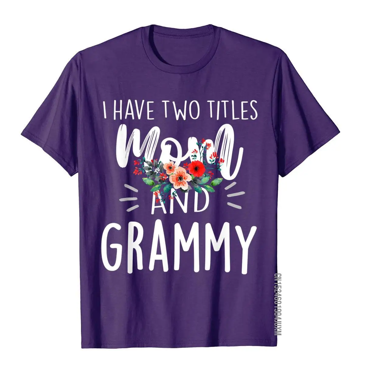 I have two titles Mom and Grammy I rock them both Floral T-Shirt__97A1858purple