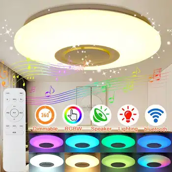 

72W LED Music Ceiling Light Remote + App Control RGBW Dimmable Home Lighting AC170-260V 36CM bluetooth Speaker Ceiling Light