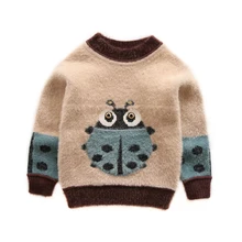 Свитер для мальчиков; пуловер с круглым воротником; сезон осень-зима; плюшевый свитер с норкой для девочек; Детский свитер; детский вязаный пуловер с рисунком