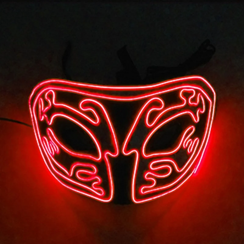 Halloween Light Up Mask With LED EL Wire Upper Half Face Covered Halloween Cosplay Festival Party Costume Props Mascarillas