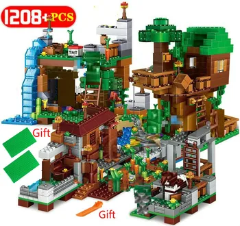 

1208PCS Building Blocks LegoINGlys Minecraftinglys City Village Warhorse City Tree House Waterfall Bricks Educational Kids Toys