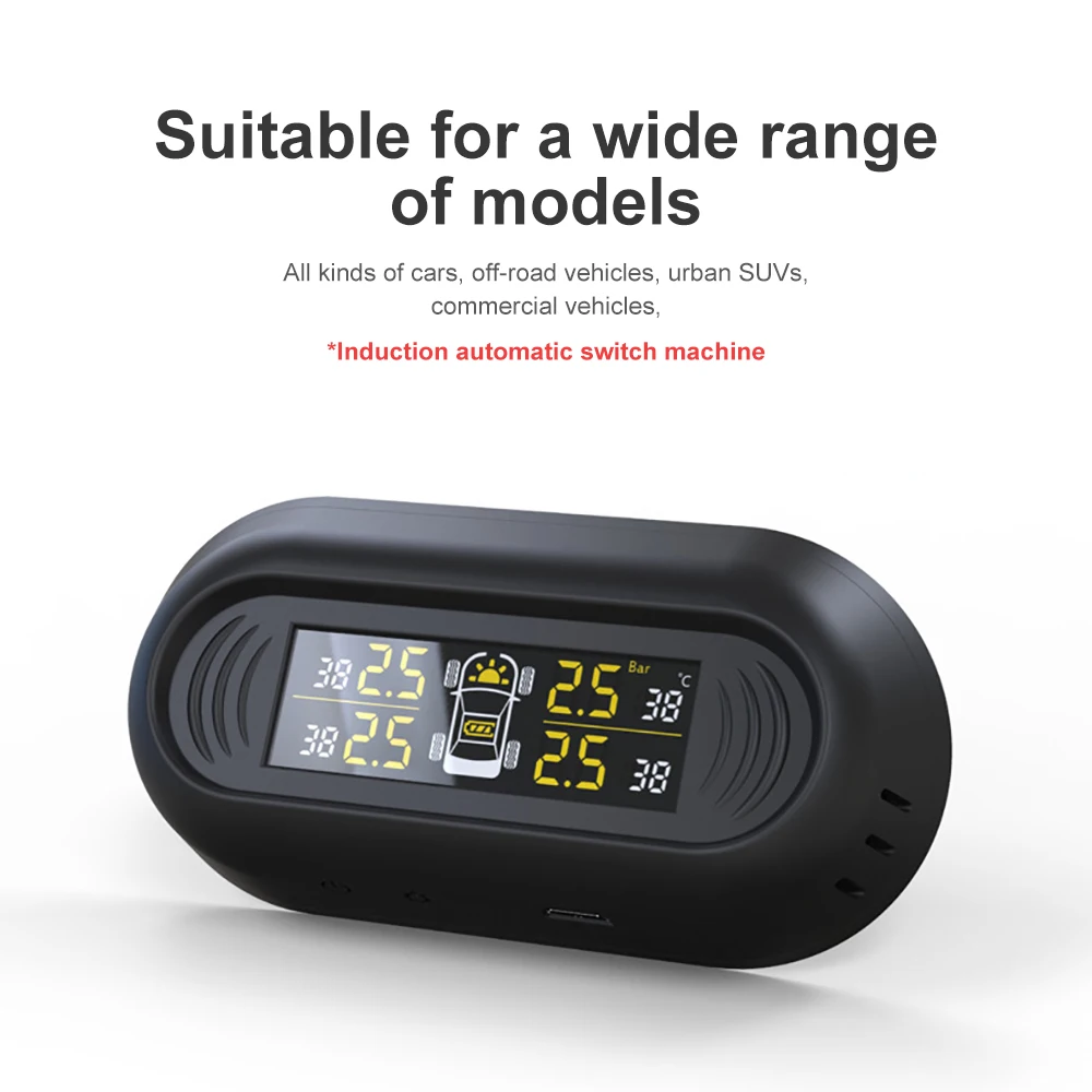 AOSHIKE Скрытая автомобильная система давления в шинах TPMS цифровой ЖК-дисплей солнечной энергии USB автомобильный беспроводной 4 Внутренний датчик для SUV