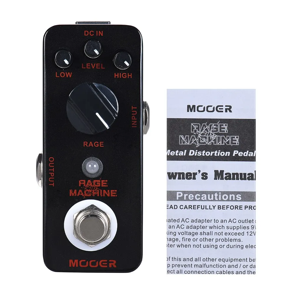 MOOER RAGE машина тяжелый металл искажения гитары педаль эффектов True Bypass полный металлический корпус - Цвет: Черный