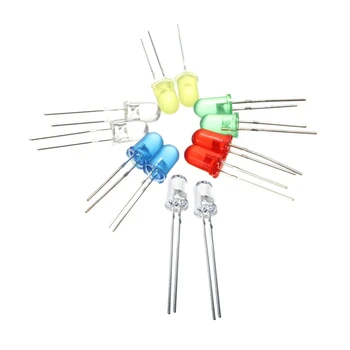 

200 Pcs 5 Mm Round Super Bright Emitting Diode LED Light Output, 100Pcs 5 Colors & 100Pcs Blue Light