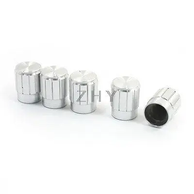 

5 x Silver Tone Aluminium Alloy Control Knob for 6mm Knurled Shaft Potentiometer