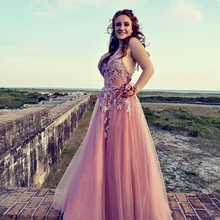 Красочное очаровательное сексуальное платье без рукавов из тюля трапециевидной формы, длинное платье для выпускного вечера es с лямкой через шею, на шнуровке, с аппликацией, длина до пола, платье для выпускного вечера