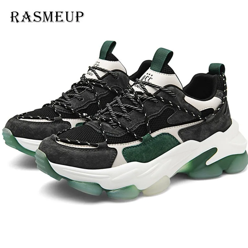 RASMEUP 2020 натуральная кожа платформа мужская мода сетка дышащая смешанные цвета
