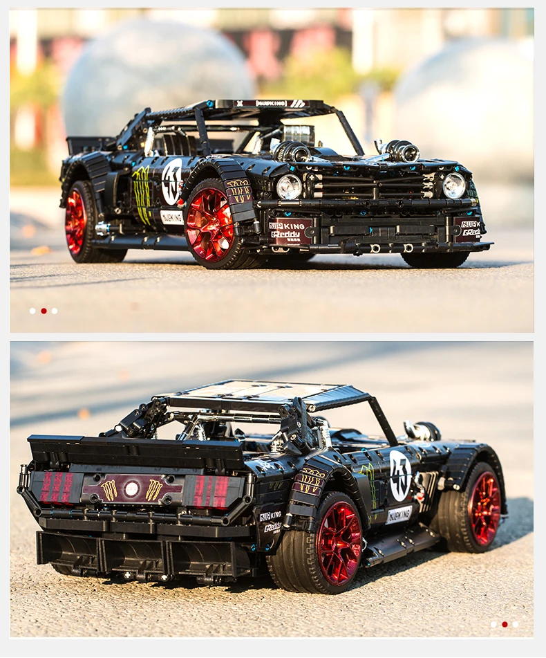 Радиоуправляемый 1965 Ford Mustang Hoonicorn гоночный автомобиль Technic MOC 22970 RTR V2 20102 строительный блок кирпичи комплект двигателя детские игрушки подарки