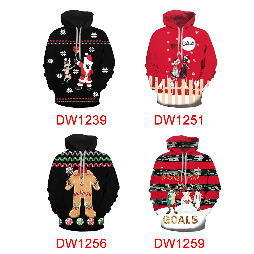 3D Pullover Casual Fashion Christmas Printed Autumn Couple Hoodie Long Sleeve Holiday Unisex Winter Party Street Loose Outwear