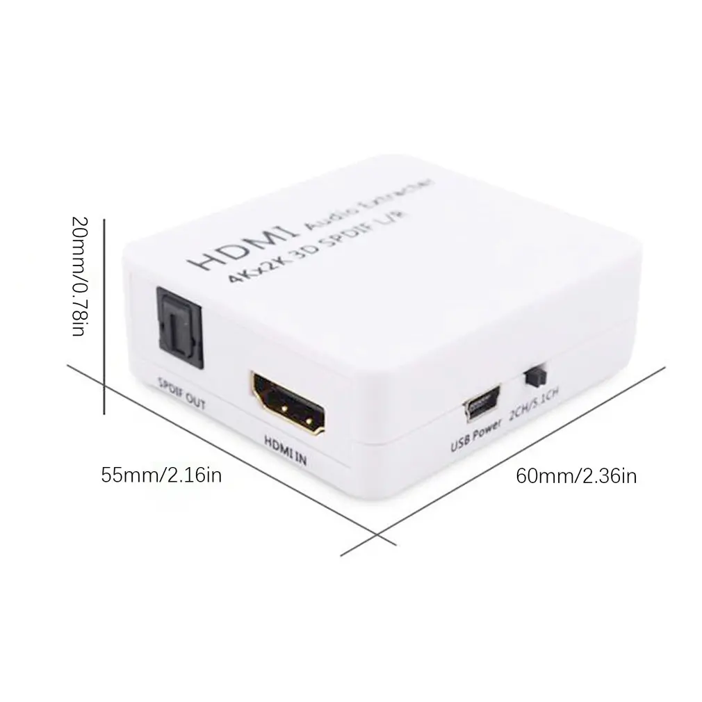 Высококачественный аудио экстрактор 4K HDMI в HDMI и оптический Spdif 3,5 мм стерео портативный бытовой аудио экстрактор