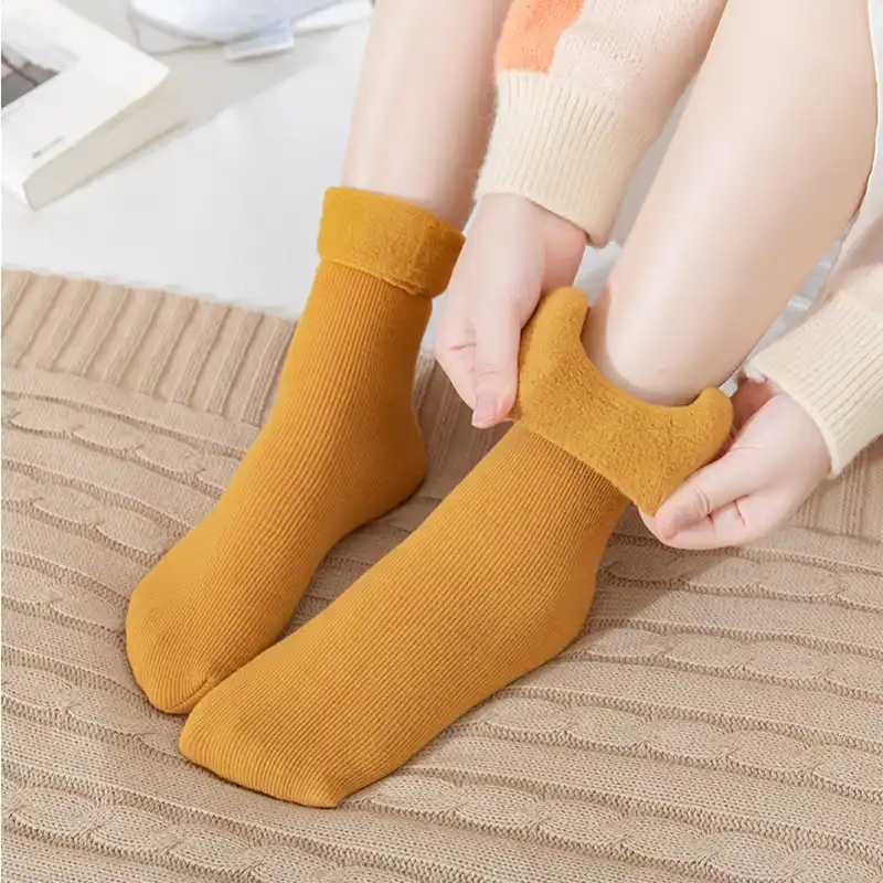 女性の暖かい靴下靴下女性新しいぬいぐるみ冬厚み熱カシミヤ雪シームレス床ため睡眠ソックスメンズ 靴下 Aliexpress