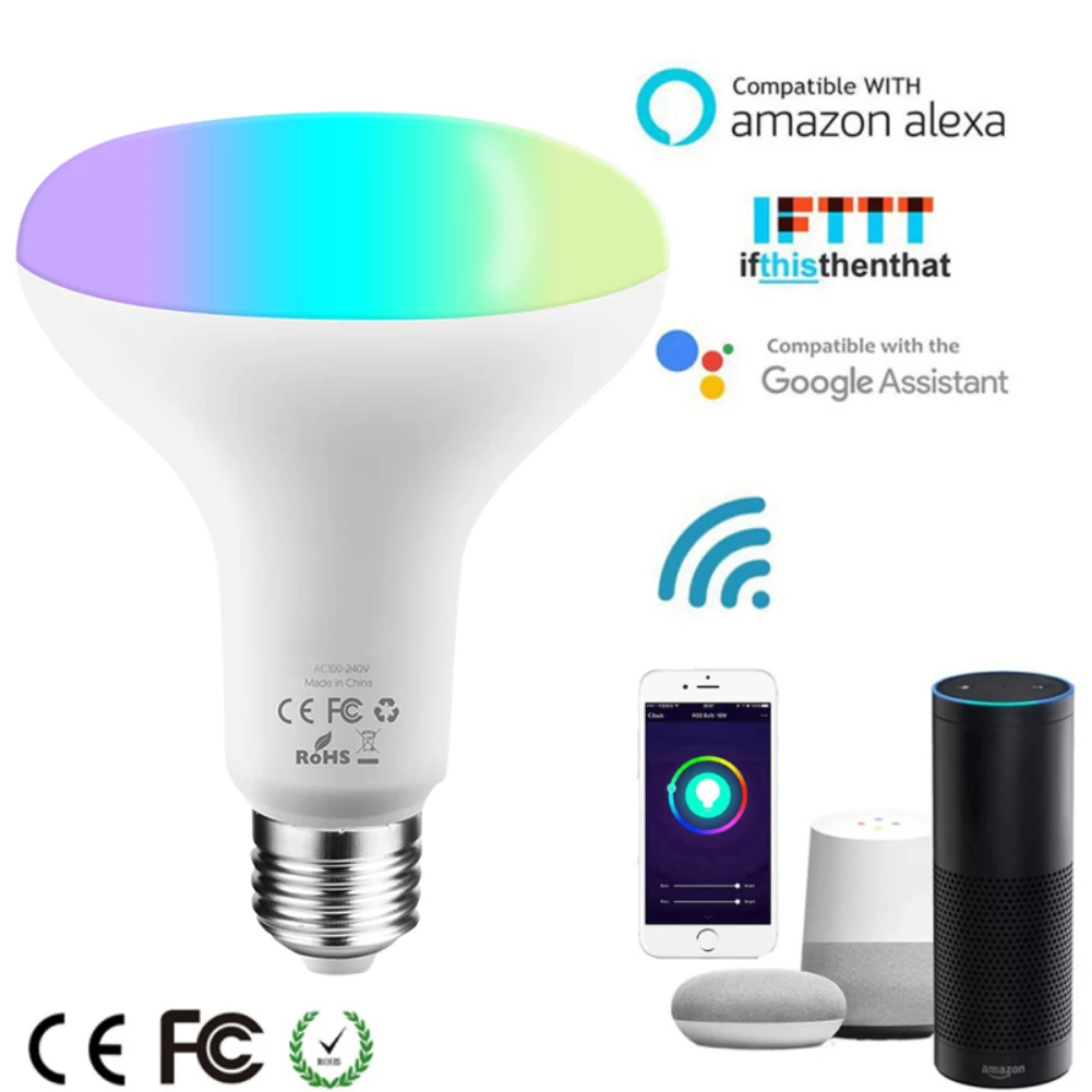WiFi Голосовое управление 10 Вт RGB Энергосберегающая лампа Светодиодная