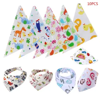 

Free Shipping 10 Pcs Newborn Baby Feeding Bib Infant Cotton Triangle Saliva Towel Bandana Dribble Feeding Apron