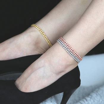 

2 Row iced out bling cz Miami cuban link chain Anklet 7.5mm Gold Silver Color cz Miami Anklet hip hop women fashion jewelry