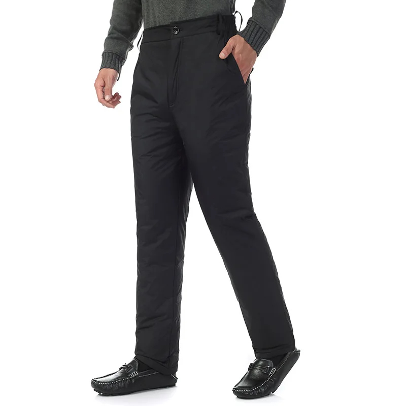 more new winter down pants outside a man wear high waist straight warm trousers