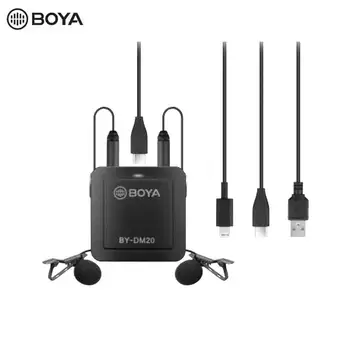 

BOYA BY-DM20 Dual Mic Clip-on Lavalier Microphone Mini Audio Collar Condenser for recording laptop Smartphone iPhone type c usb