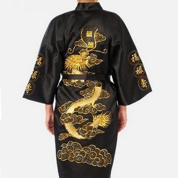 Exquisite Embroidery Dragon Wedding Robe Kimono Gown Comfortable Soft Men Sleepwear Nightwear Chinese Style Bath Gown Pajamas Exquisite Embroidery Dragon Wedding Robe Kimono Gown Comfortable Soft Men Sleepwear Nightwear Chinese Style Bath Gown Pajamas