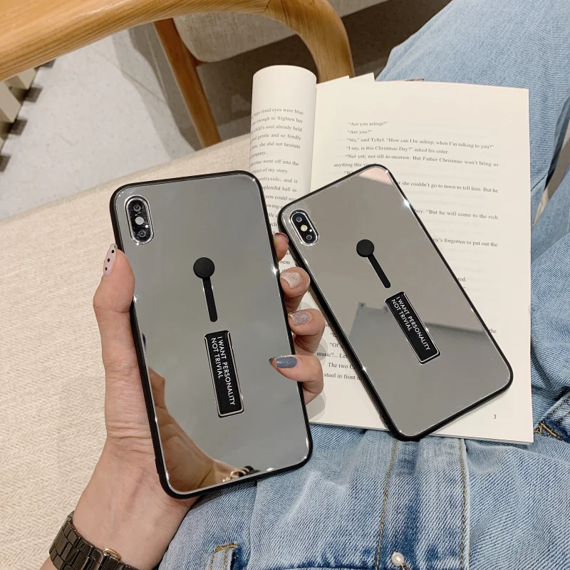 Чехол для Iphone 7 X XR 8 6s XS 6 роскошный модный стеклянный зеркальный чехол с кольцом Plus