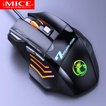 Ratón con cable USB para juegos de ordenador, periférico ergonómico RGB con 7 botones, 5500DPI, LED, silencioso, para PC y portátil