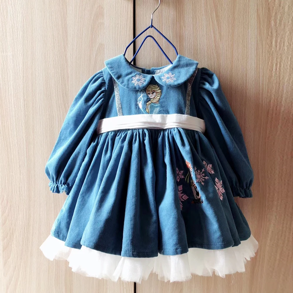 Платье для девочек детское осенне-зимнее платье рождественские платья для детей от 1 до 6 лет, вечерние платья принцессы синего цвета для девочек на первый день рождения - Цвет: Синий