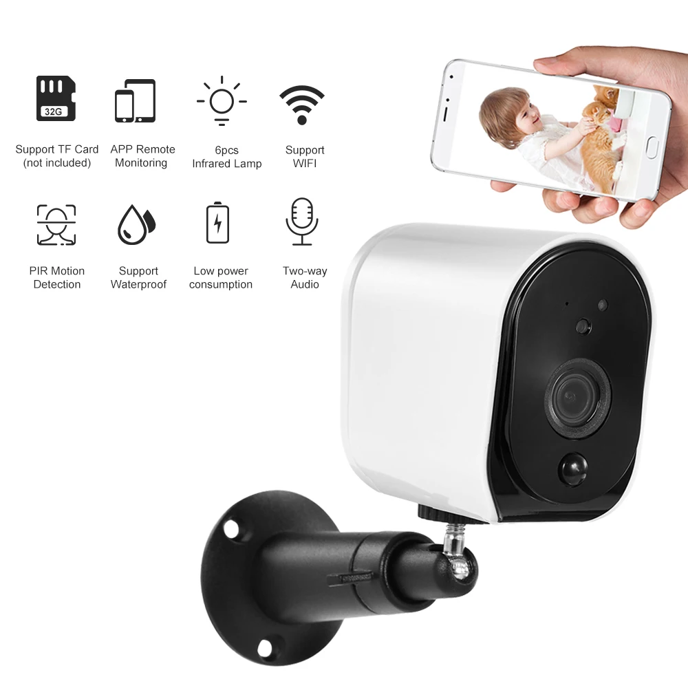Беспроводная Wi Fi камера 1080P с низким энергопотреблением аккумуляторная
