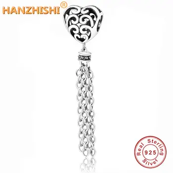 

Fit Original Fine Charms Bracelet Bangle Genuine Sterling Silver 925 Tassel Love Heart Openwork Charm Bead Beautiful Jewelry