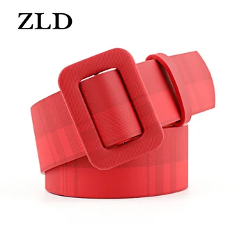 

ZLD New Women Belts Candy Color Ladies Belts Trendy Square Joker Belt Non-porous Wide Belts waist belts women