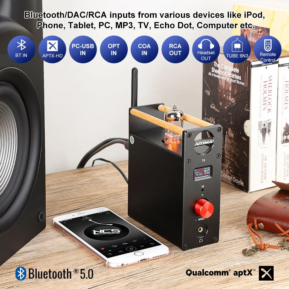 US $120.99 AIYIMA 6N3 Tube Preamplifier Bluetooth Pre Amplifier Bile Buffer Preamp USB DAC Headphone Amplifier Coaxial Optical Audio Decode