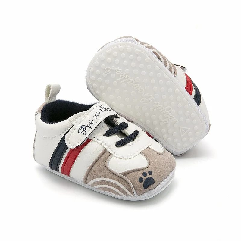 Милая обувь для новорожденных; обувь для мальчиков в полоску; дышащая спортивная обувь с принтом для девочек; модная обувь с мягкой подошвой