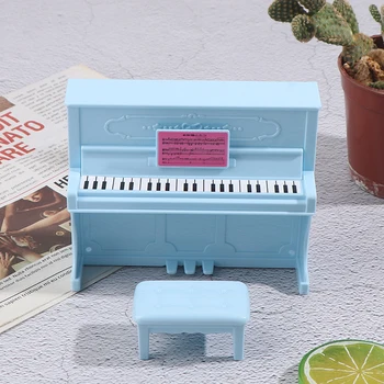 

1:12 Dollhouse Miniature Grand Piano with Stool Musical Instrument Model for Accessories Home Decor Children Toy Gift