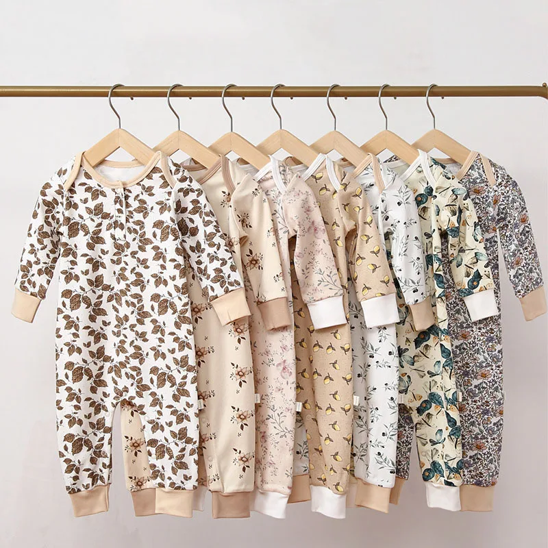 0-24M Newborn Kid Baby Boys Girls Clothes Long Sleeve Print Floral Romper Cute Sweet Stretch Cotton Jumpsuit New born Outfit