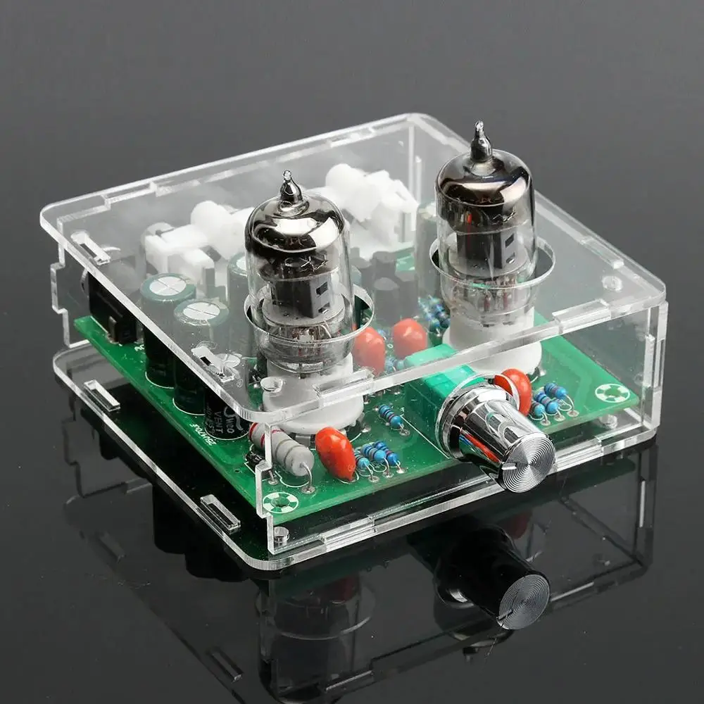 AC 12V 6J1 Valve Pre amp Tube PreAmplifier Board Headphone Amplifier Buffer With Acrylic Case