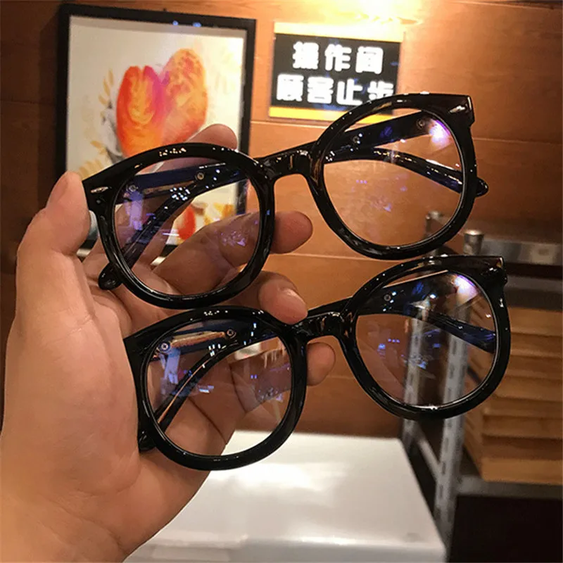 Elbru ретро круглые очки с диоптриями при близорукости оправа для студенток женщин мужчин трендовые Стильные черные Большие оправы прозрачные линзы, очки
