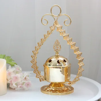 

Incense Cones + Burner metal gold plating Home Decor Censer Incense Burner Use In Home Teahouse Candle Aromatherapy Furnace