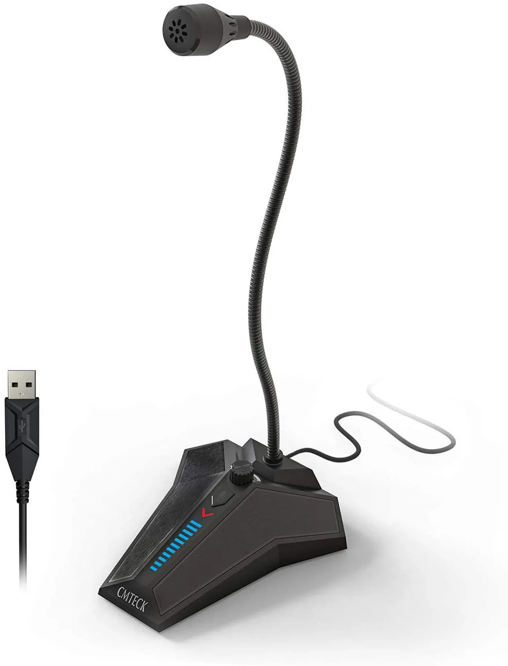 Fivetk usb desktop microfone, botão mudo com indicador led, compatível com windows/mac, ideal foryoutube, skype, gravação,