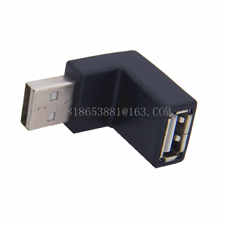 Адаптер USB 2,0 A папа-мама 90 градусов черный поворот вниз