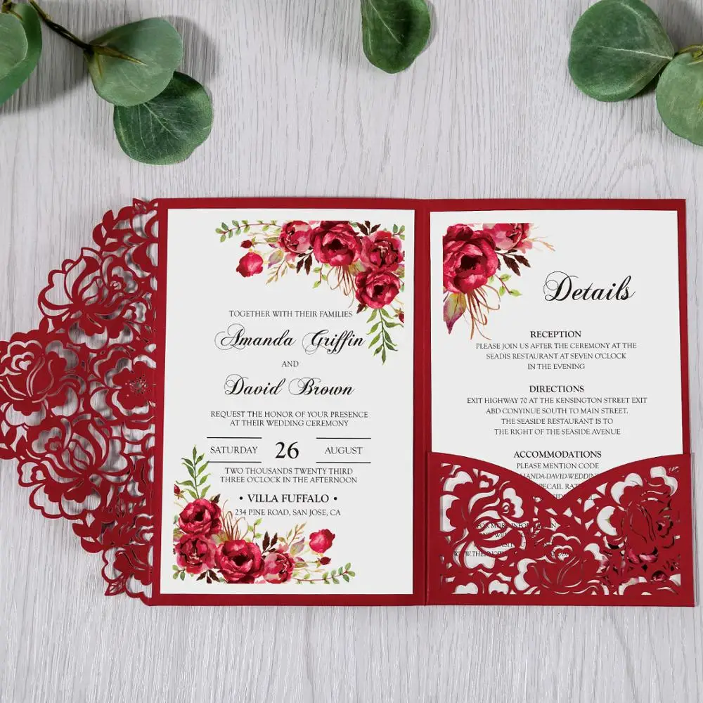 Details about   Laser Cut Printing Personalized Wedding Invitation Card Party Floral Lace Seals 