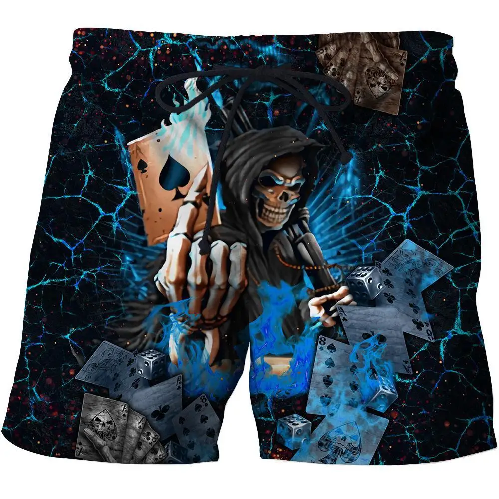 Reaper Skull Angel And Demon 3D Printed  Mens Shorts Unisex Streetwear Shorts Summer Beach Polyester Casual Shorts DK-22