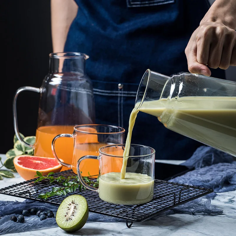 1.3л стеклянный кувшин для воды с крышкой чашки кувшин для горячей/холодной воды чай и сок напиток жаростойкий лад